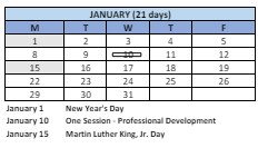 District School Academic Calendar for Bridgeport Elementary for January 2024