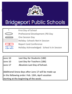 District School Academic Calendar Legend for Longfellow School