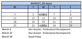 District School Academic Calendar for Hall School for March 2024