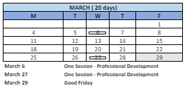District School Academic Calendar for Bridgeport Elementary for March 2024