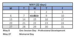 District School Academic Calendar for Bridgeport Elementary for May 2024