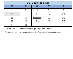 District School Academic Calendar for Bridgeport Elementary for October 2023