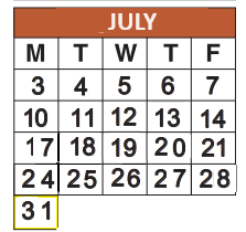 District School Academic Calendar for Hallandale Adult/community Center for July 2023