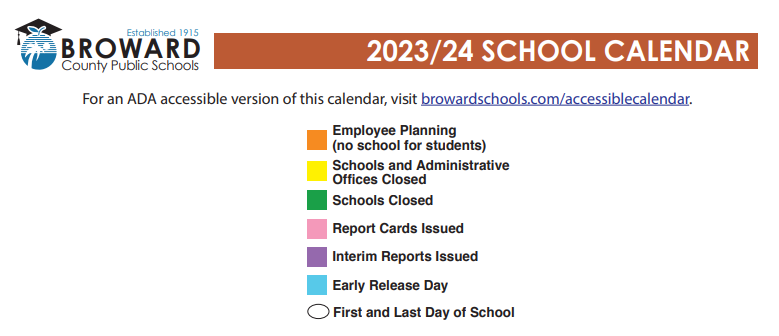 District School Academic Calendar Key for Hollywood Academy Of Arts And Science Middle Schoo