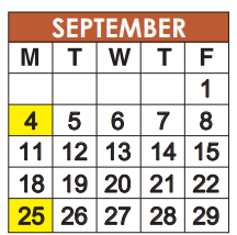 District School Academic Calendar for Parkside Elementary School for September 2023
