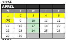 District School Academic Calendar for Brownsburg High School for April 2024