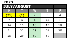 District School Academic Calendar for Brownsburg High School for August 2023
