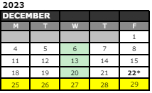 District School Academic Calendar for Brownsburg High School for December 2023