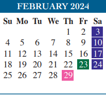 District School Academic Calendar for Egly Elementary for February 2024