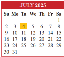 District School Academic Calendar for Cummings Middle for July 2023