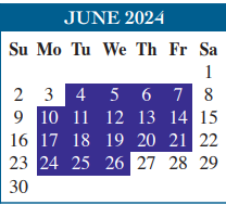 District School Academic Calendar for Pace High School for June 2024