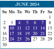 District School Academic Calendar for Champion Elementary for June 2024