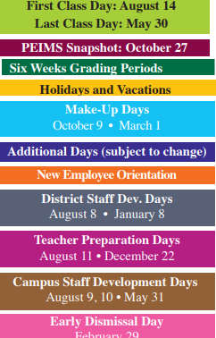 District School Academic Calendar Legend for Pace High School