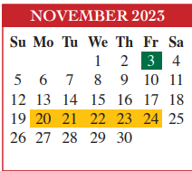 District School Academic Calendar for Besteiro Middle for November 2023