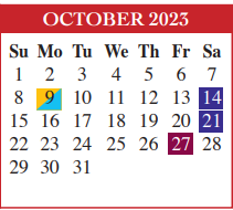 District School Academic Calendar for Gallegos Elementary for October 2023