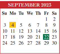 District School Academic Calendar for Yturria Elementary for September 2023