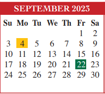 District School Academic Calendar for Adult Ed for September 2023