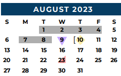 District School Academic Calendar for Johnson Elementary for August 2023