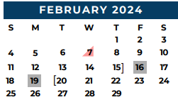 District School Academic Calendar for Sam Houston Elementary for February 2024
