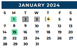 District School Academic Calendar for Special Opportunity School for January 2024