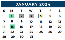 District School Academic Calendar for Ben Milam Elementary for January 2024