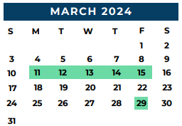 District School Academic Calendar for Brazos County Jjaep for March 2024