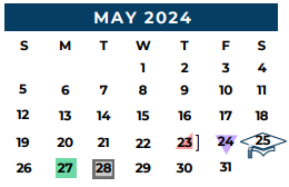 District School Academic Calendar for Brazos Co Juvenile Detention Cente for May 2024