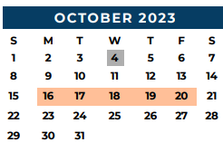 District School Academic Calendar for James Earl Rudder High School for October 2023