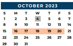 District School Academic Calendar for Johnson Elementary for October 2023