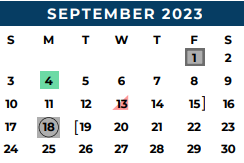 District School Academic Calendar for Ben Milam Elementary for September 2023