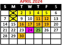 District School Academic Calendar for The Academy School #131 for April 2024