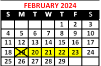 District School Academic Calendar for The Academy School #131 for February 2024