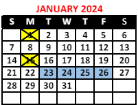 District School Academic Calendar for The Academy School #131 for January 2024