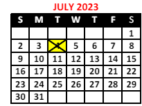 District School Academic Calendar for The Academy School #131 for July 2023
