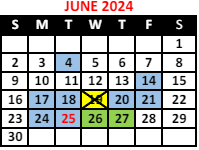 District School Academic Calendar for The Academy School #131 for June 2024