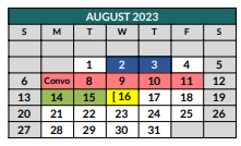 District School Academic Calendar for Johnson County Jjaep for August 2023