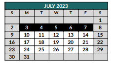 District School Academic Calendar for The Academy At Nola Dunn for July 2023