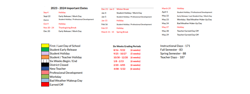District School Academic Calendar Key for Frazier Elementary