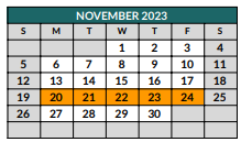 District School Academic Calendar for Hughes Middle School for November 2023