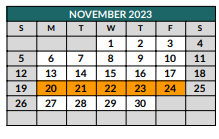 District School Academic Calendar for Nick Kerr Middle School for November 2023