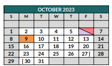 District School Academic Calendar for Jack Taylor Elementary for October 2023