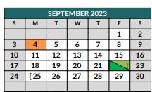 District School Academic Calendar for The Academy At Nola Dunn for September 2023