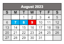 District School Academic Calendar for Jack P. Timmons Elementary School for August 2023