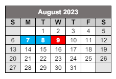 District School Academic Calendar for A. C. Steere Elementary School for August 2023