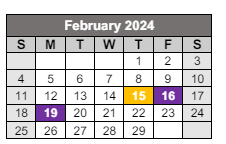 District School Academic Calendar for Westwood Elementary School for February 2024