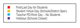 District School Academic Calendar Legend for Midway Professional Development Center