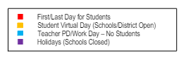 District School Academic Calendar Legend for Caddo Career & Tech Center