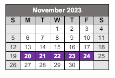 District School Academic Calendar for Atkins Technology Elementary School for November 2023