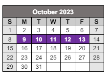 District School Academic Calendar for Walnut Hill Elementary/middle School for October 2023