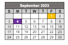 District School Academic Calendar for Caddo Middle Career And Technology School for September 2023